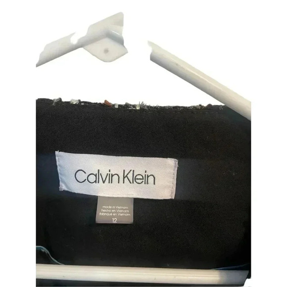 Calvin Klein tweed metallic wool blend zip up blazer jacket size 12 - Picture 6 of 8